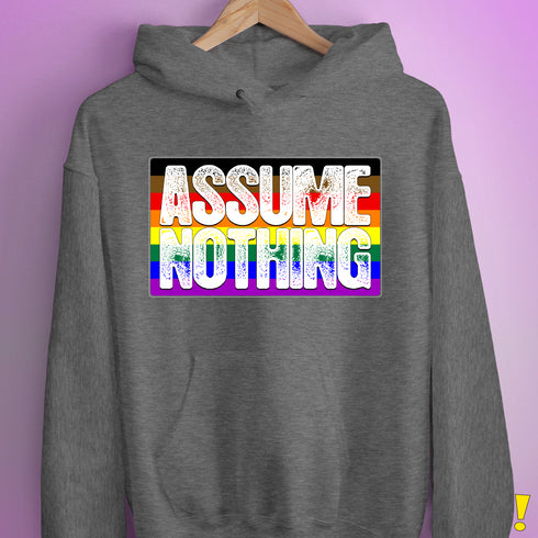 Assume Nothing Philly LGBTQ Gay Pride Flag Hoodie - Grey Heather