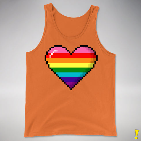 Gilbert Baker Original LGBTQ Gay Rainbow Pride 8-Bit Pixel Heart - Orange