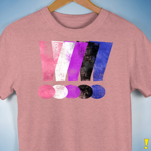 Genderfluid Pride Grunge Exclamation Points Premium Unisex T-Shirt - Mauve Heather