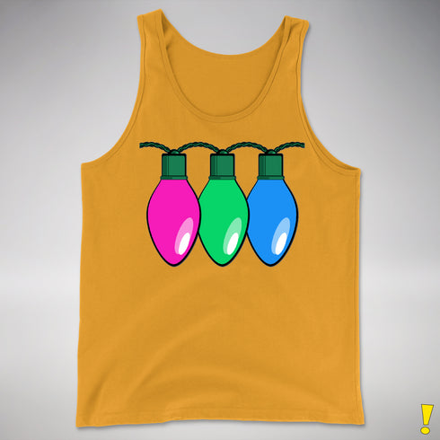 Polysexual Pride Christmas Lights Premium Tank Top - Gold