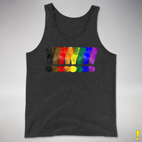 Distressed Philly LGBTQ Pride Whee! Exclamation Points Premium Tank - Charcoal Triblend