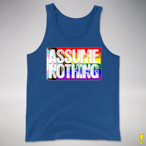 Assume Nothing LGBTQ Progress Pride Flag Premium Tank Top - Royal Blue