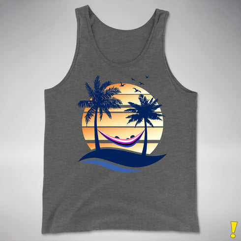 Genderfluid Pride Hammock Summer Beach Sunset Premium Tank Top - Deep Heather