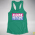 Assume Nothing Bisexual Pride Flag Racerback Tank - Kelly Green
