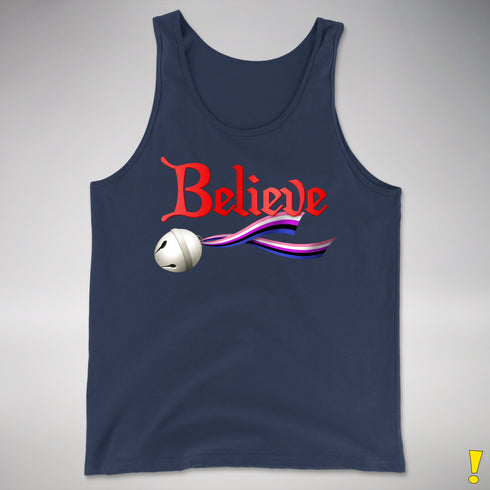 Believe Genderfluid Pride Jingle Bell Premium Tank Top - Navy