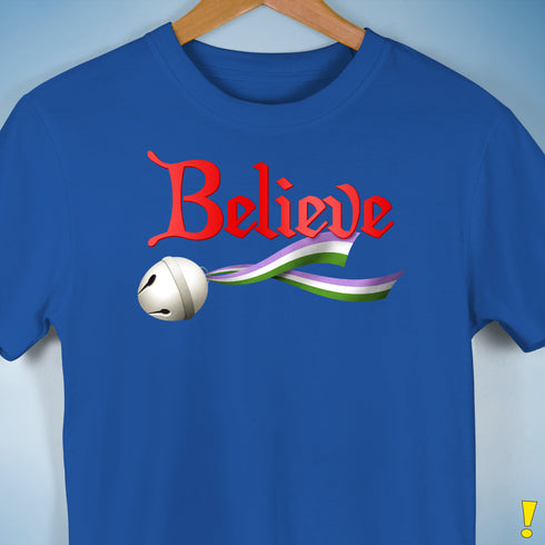Believe Genderqueer Pride Jingle Bell Premium Unisex T-Shirt - Royal Blue