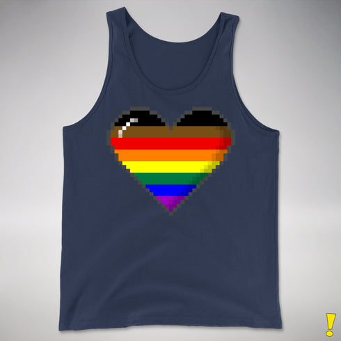 Philly LGBTQ Pride Pixel Heart Premium Tank Top - Navy
