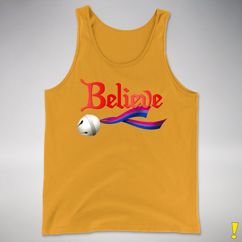 Believe Bisexual Pride Jingle Bell Premium Tank Top - Gold