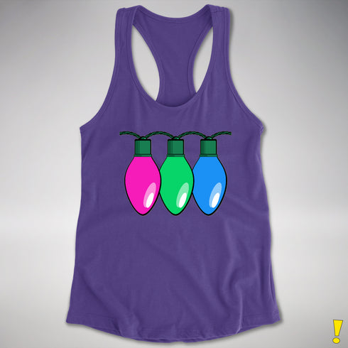 Polysexual Pride Christmas Lights Racerback Tank - Purple
