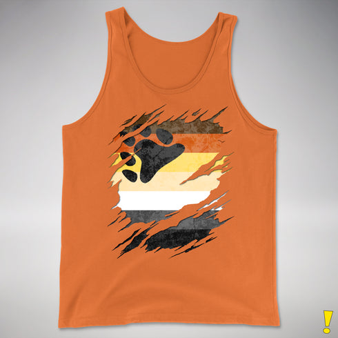 Bear Pride Flag Ripped Reveal Premium Tank Top - Orange
