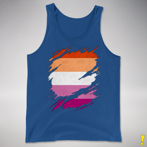 Lesbian Pride Flag Ripped Reveal Premium Tank Top - Royal Blue