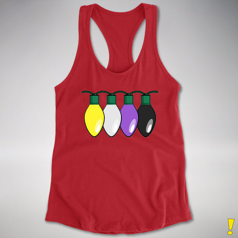 Nonbinary Pride Christmas Lights Racerback Tank - Red