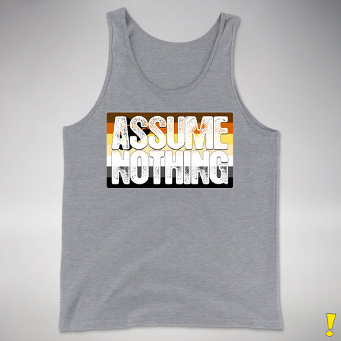 Assume Nothing Bear Pride Flag Premium Tank Top - Grey Heather