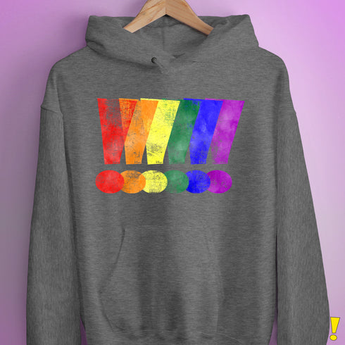 LGBTQ Pride Exclamation Points Hoodie - Grey Heather