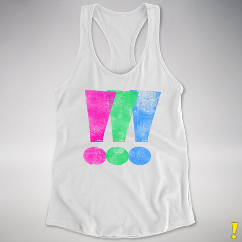 Polysexual Pride Exclamation Points Racerback Tank - White