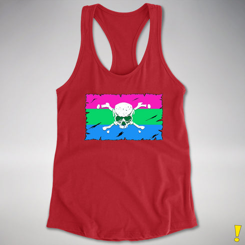 Polysexual Pride Pirate Flag Racerback Tank - Red
