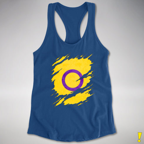 Intersex Pride Flag Ripped Reveal Racerback Tank - Royal