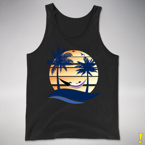 Demisexual Pride Hammock Summer Beach Sunset Premium Tank Top - Black