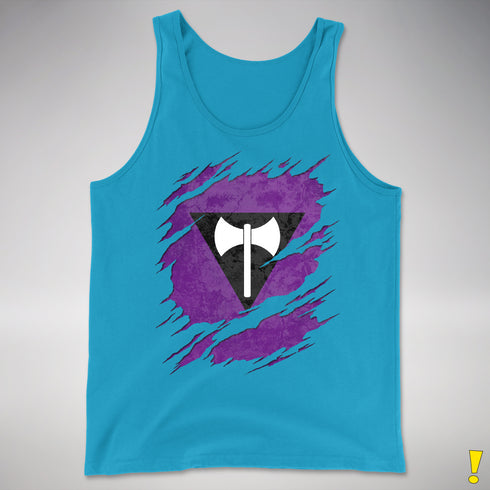 Lesbian Labrys Pride Flag Ripped Reveal Premium Tank Top - Neon Blue
