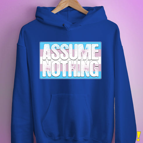 Assume Nothing Transgender Pride Flag Hoodie - Royal Blue