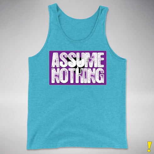 Assume Nothing Lesbian Labrys Pride Flag Premium Tank Top - Aqua Triblend