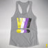 Nonbinary Pride Grunge Exclamation Points Racerback Tank - Heather Grey