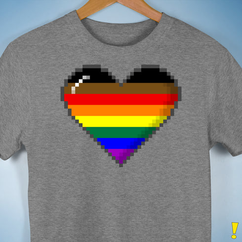 Philly LGBTQ Pride 8-Bit Pixel Heart Premium Unisex T-Shirt - Grey Heather