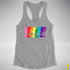 Distressed Gilbert Baker LGBTQ Pride Exclamation Points Racerback Tank - Heather Grey