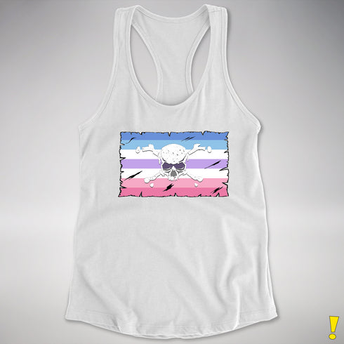 Bigender Pride Pirate Flag Racerback Tank - White
