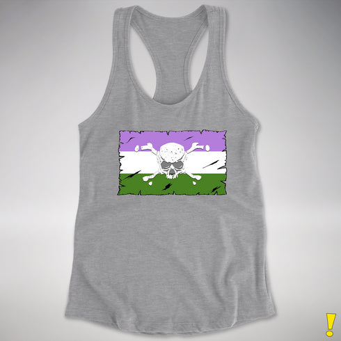 Genderqueer Pride Pirate Flag Racerback Tank - Heather Grey