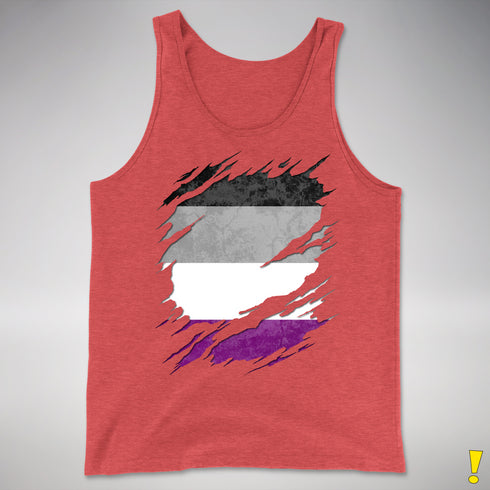 Asexual Pride Flag Ripped Reveal Premium Tank Top - Red Triblend