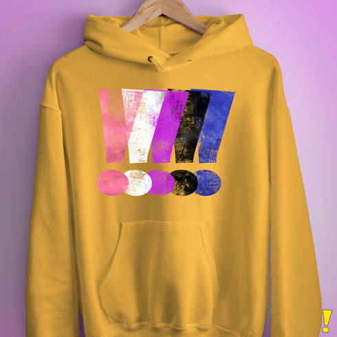 Genderfluid Pride Grunge Exclamation Points Hoodie - Mustard