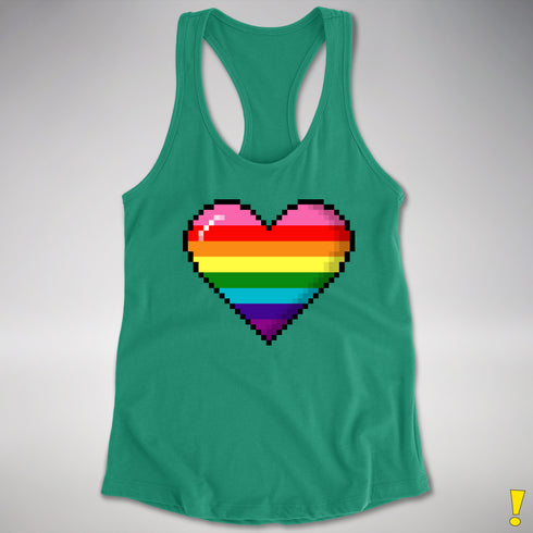 Gilbert Baker Original LGBTQ Gay Rainbow Pride 8-Bit Pixel Heart - Kelly Green