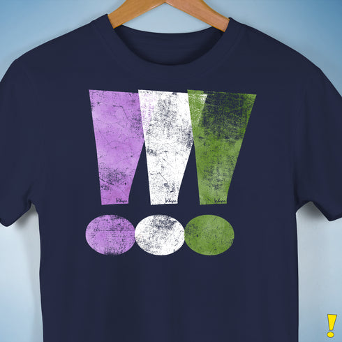 Genderqueer Pride Exclamation Points Premium Unisex T-Shirt - Navy