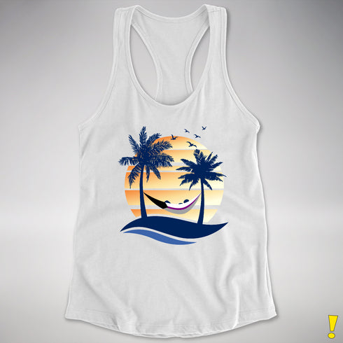 Demisexual Pride Hammock Summer Beach Sunset Racerback Tank - White