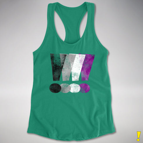 Asexual Pride Exclamation Points Women's Racerback Tank - Kelly Green