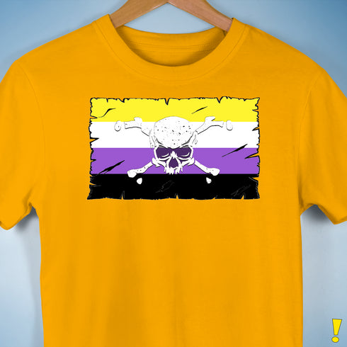 Nonbinary Pride Pirate Flag Premium Unisex T-Shirt - Gold
