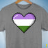 Genderqueer Pride 8-Bit Pixel Heart Premium Unisex T-Shirt - Grey Heather