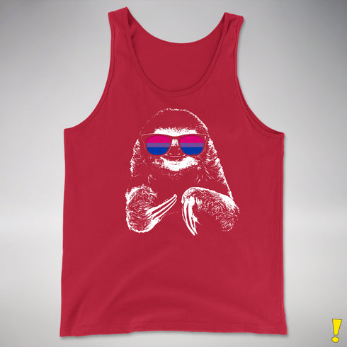 Pride Sloth Bisexual Flag Sunglasses Premium Tank Top - Red