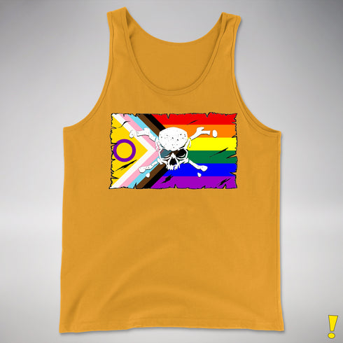 Intersex Inclusive Progress Pride Pirate Flag Premium Tank Top - Gold