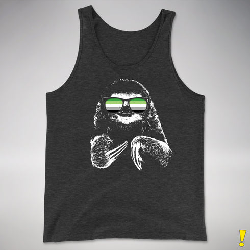 Pride Sloth Aromantic Flag Sunglasses Premium Tank Top - Charcoal Triblend