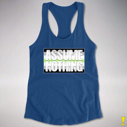 Assume Nothing Agender Pride Flag Racerback Tank - Royal