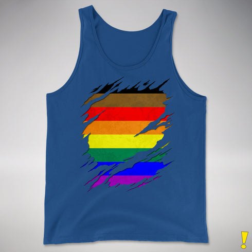 Philly LGBTQ Gay Pride Flag Ripped Reveal Premium Tank Top - Royal Blue
