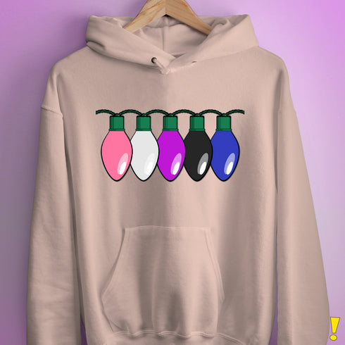Genderfluid Pride Christmas Lights Hoodie - Light Pink