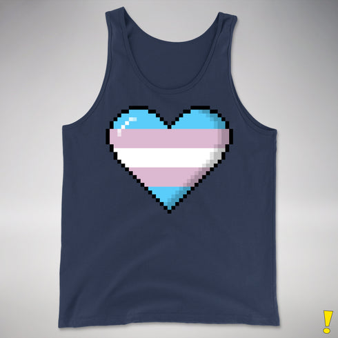 Transgender Pride Pixel Heart Premium Tank Top - Navy