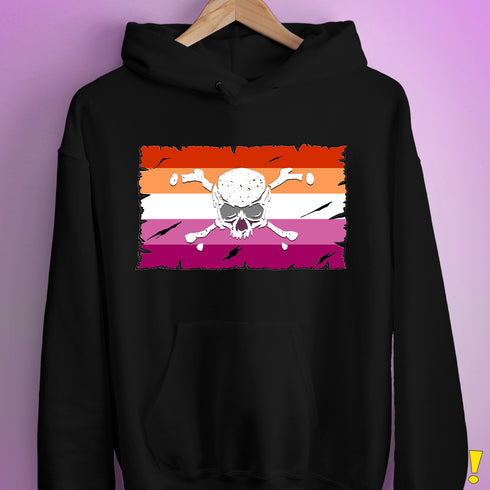 Lesbian Pride Pirate Flag Hoodie - Black
