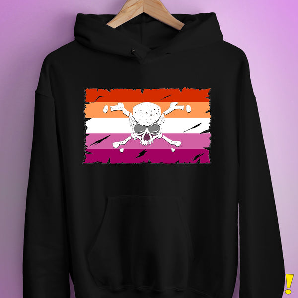 Lesbian Pride Pirate Flag Hoodie - Black