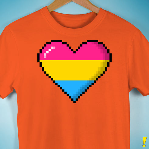 Pansexual Pride 8-Bit Pixel Heart Premium Unisex T-Shirt - Orange