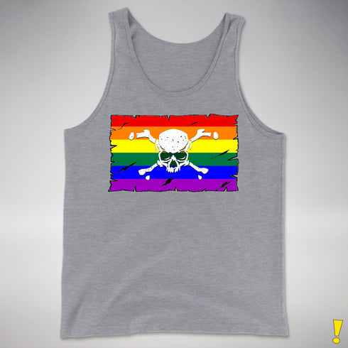 LGBTQ Rainbow Pride Pirate Flag Premium Tank Top - Grey Heather