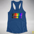 Distressed Philly LGBTQ Pride Whee! Exclamation Points Racerback Tank - Royal